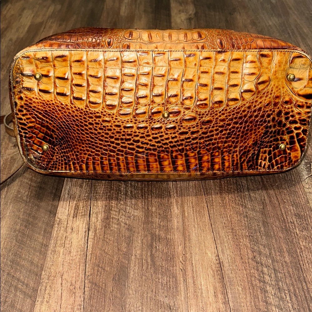 Brahmin Croc-Embossed Satchel Pecan - Picture 9 of 16